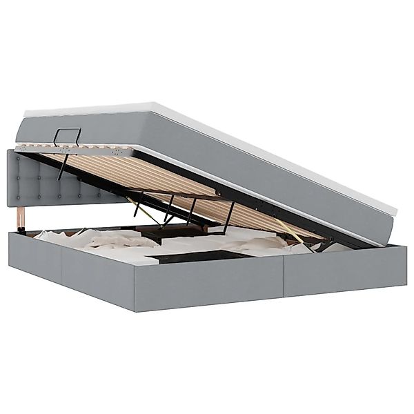 vidaXL Bett mit Stauraum und LED Hellgrau 160 x 200 cm Polyester 3371280 günstig online kaufen