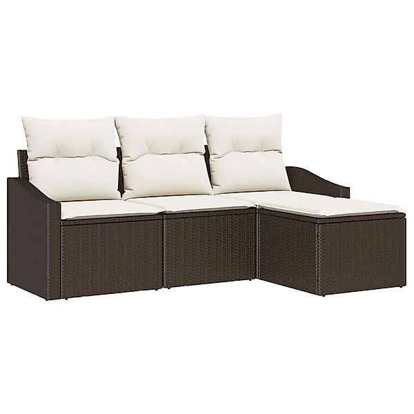 vidaXL Garten-Sofa-Set 4-Tlg Braun Poly Rattan 3346668 günstig online kaufen