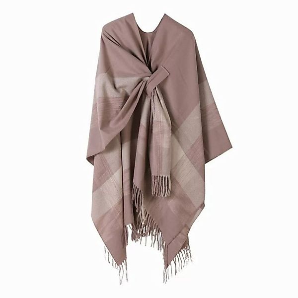 Refttenw Poncho Damen Warmer Winterschal Fransentuch Cape, Oversized Schal günstig online kaufen