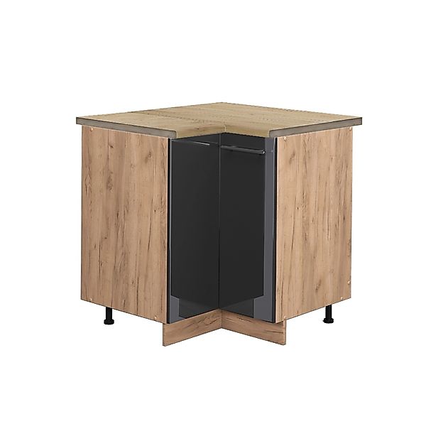 Vicco Eckunterschrank Fame-Line Anthrazit Hochglanz/Goldkraft Eiche 81 cm A günstig online kaufen