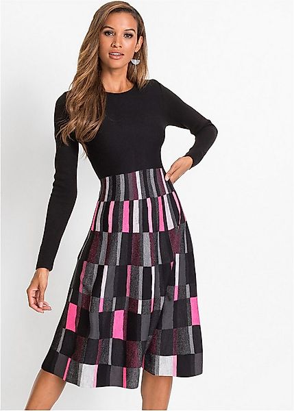 bonprix Strickkleid aus Polyacryl, ausgestellte Passform, ausgestelltes Jac günstig online kaufen