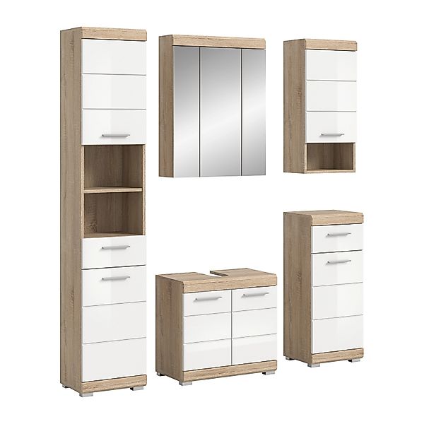 Badkombination 164 cm x 191 cm x 34 cm Sonoma-Weiß 5-tlg. günstig online kaufen