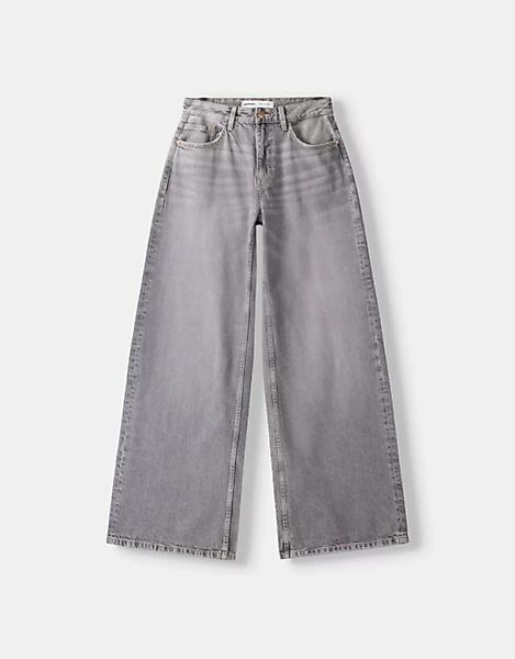 Bershka Wide-Leg-Jeans Bskteen 34 Grau günstig online kaufen