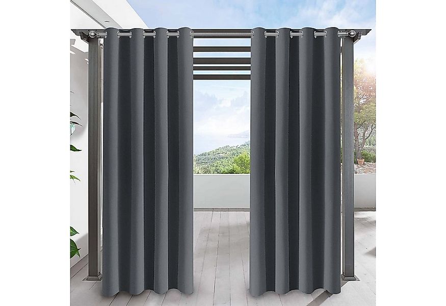 Jibenhome Outdoorvorhang Outdoor Vorhang Wetterfest mit Ösen, Sonnenschutz günstig online kaufen