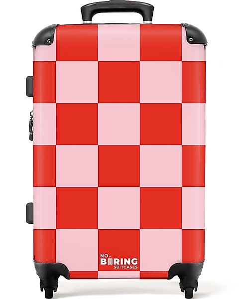 NoBoringSuitcases.com© Hartschalen-Trolley Rotes und rosa Schachbrettmuster günstig online kaufen