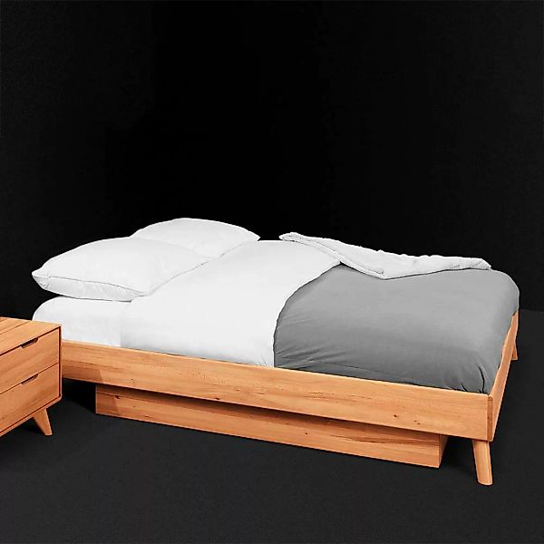 Einzelbett aus Kernbuche Massivholz 35 cm Fußteil günstig online kaufen