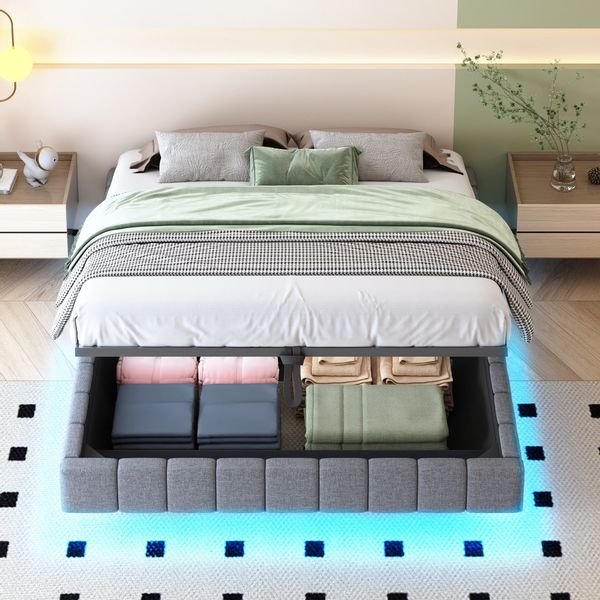 Flieks Polsterbett, Hydraulisches LED Schwebebett 160x200cm günstig online kaufen