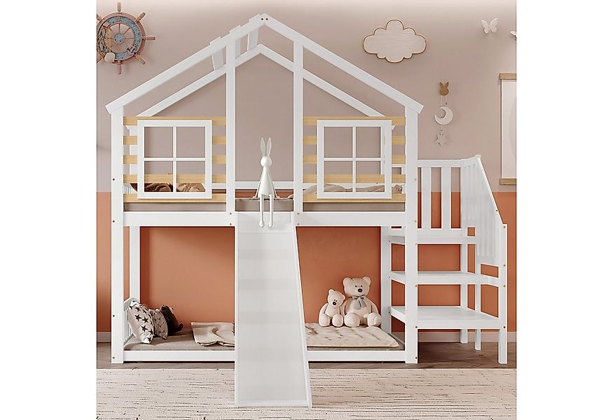 Merax Etagenbett in Blockhaus Design (1-St., Jugendbett Stockbett), Kiefer günstig online kaufen