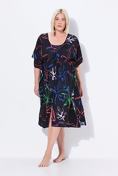 Ulla Popken Strandkleid Kaftan Strandmuster V-Ausschnitt günstig online kaufen