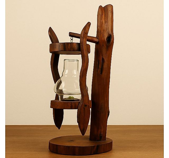 Kinaree Kerzenlaterne Massivholz Laterne Windlicht, Glasaufsatz inkl., Hand günstig online kaufen
