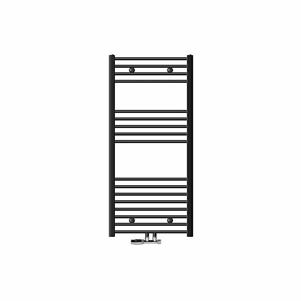 LuxeBath Badheizkörper 600x1200 mm Anthrazit Gerade mit Thermostat Eck Wand günstig online kaufen