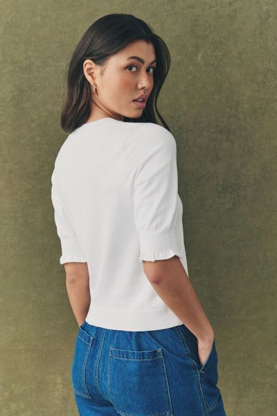 Next T-Shirt Kurzarm-T-Shirt mit Rüschenrand (1-tlg) günstig online kaufen