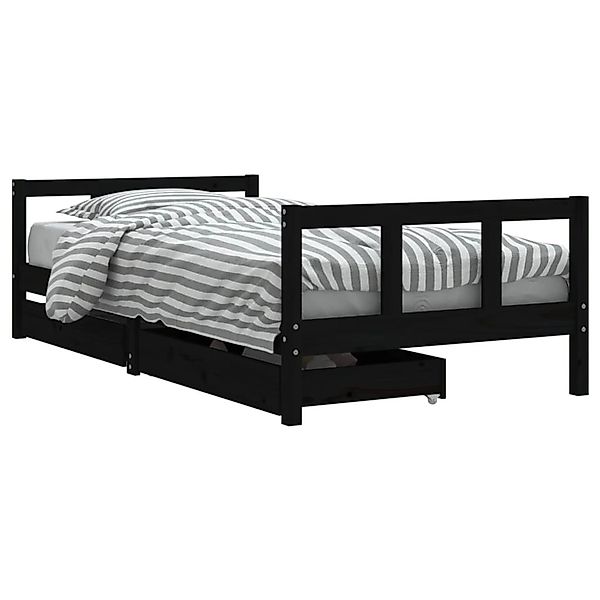 vidaXL Kinderbett mit Schubladen Schwarz 90x190 cm Massivholz Kiefer 834419 günstig online kaufen