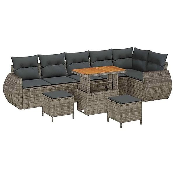vidaXL Gartensofa-Set mit Kissen mit Speicher 9 Stk Grau Poly Rattan 336384 günstig online kaufen