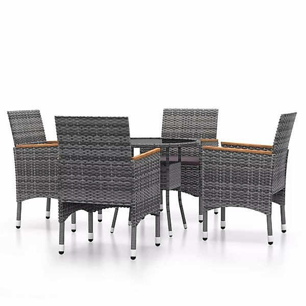 vidaXL 5-tlg Garten-Essgruppe Poly Rattan Grau Modell 14 günstig online kaufen