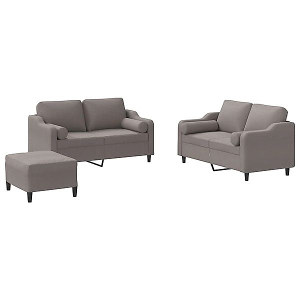 vidaXL 3-Tlg Sofagarnitur mit Kissen Taupe Stoff 3201833 günstig online kaufen