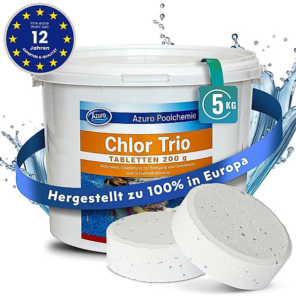 Azuro Chlortabletten Poolpflege Chlortabs 200g langsamlöslich, günstig online kaufen