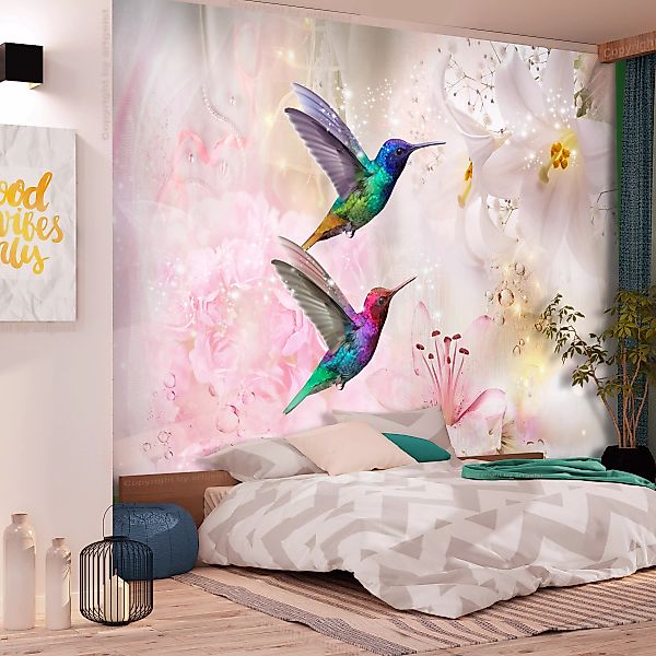 Selbstklebende Fototapete - Colourful Hummingbirds (pink) günstig online kaufen