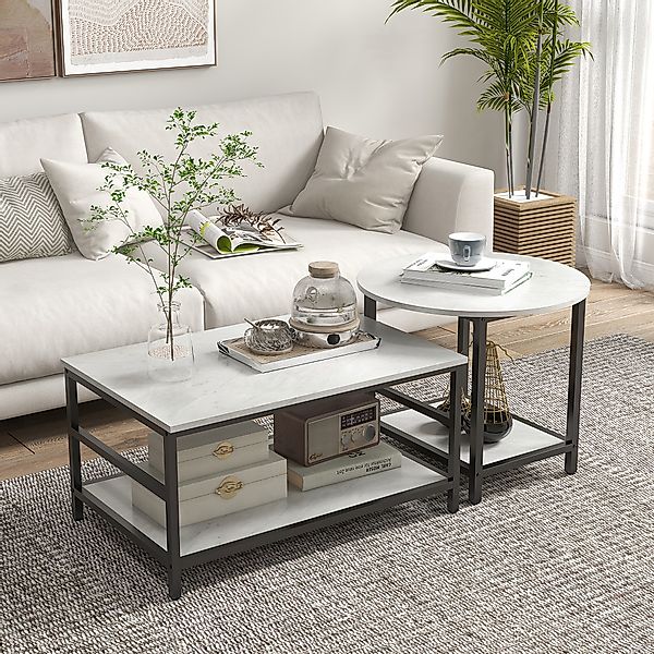 HOMCOM Couchtisch 2er-Set Beistelltisch Kaffeetisch Satztisch Sofatisch im günstig online kaufen