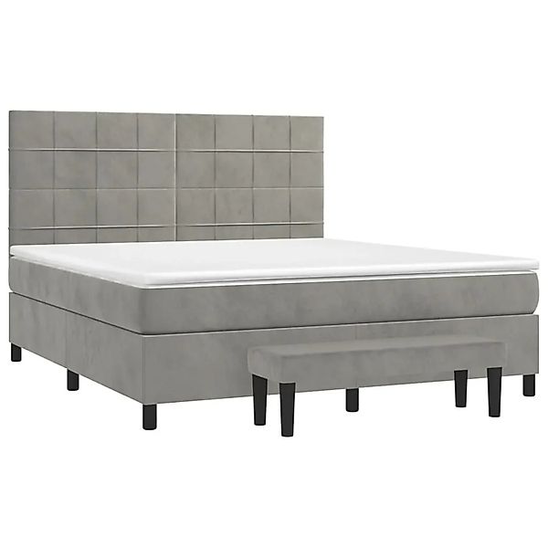 vidaXL Boxspringbett mit Matratze Hellgrau 180x200 cm Samt 3137857 günstig online kaufen