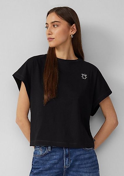 QS Kurzarmshirt T-Shirt Lässiges Shirt mit überschnittener Schulter günstig online kaufen