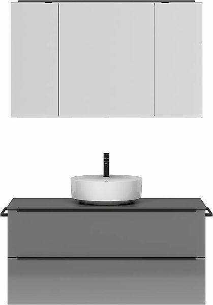 nobilia Badmöbel-Set, (2 St., vormontiert, mit Soft-Close), inkl. Spiegelsc günstig online kaufen