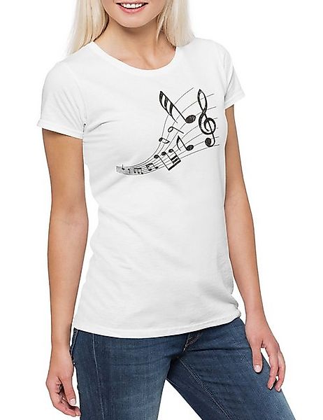 Urban Backwoods Print-Shirt Music Notes Damen T-Shirt Musiklehrer Musik Tea günstig online kaufen