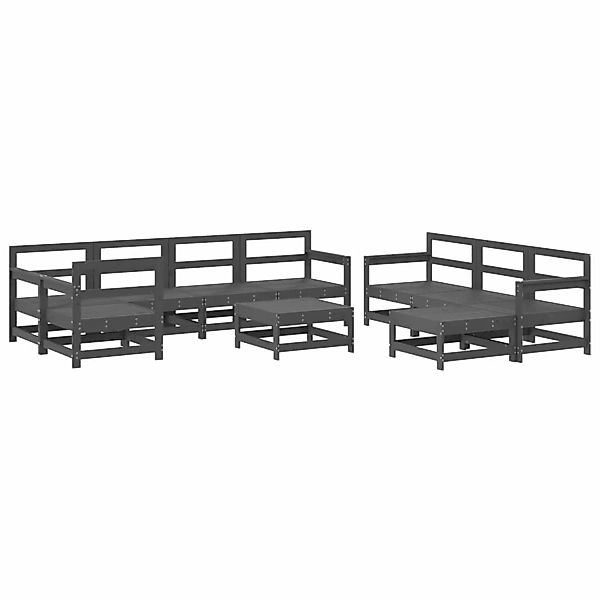 vidaXL 10-tlg Garten-Lounge-Set Grau Massivholz Kiefer Modell 15 günstig online kaufen