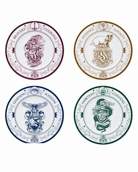 Harry Potter Teller Set 4 Stück - Hogwart Häuser Tassen weiß günstig online kaufen