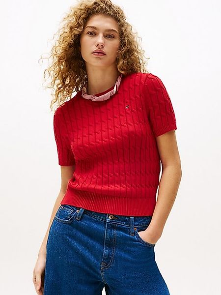 Tommy Hilfiger Strickpullover CO CABLE MID GG S/S C-NK SWT mit Zopfmuster günstig online kaufen