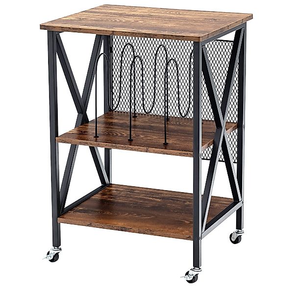 COSTWAY Nachttisch, Plattenspielerständer, rollbar, Metall, 45x52x75cm günstig online kaufen