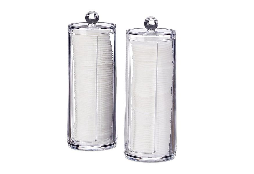 relaxdays Wattepadspender Wattepads Aufbewahrung 2er Set, transparent günstig online kaufen