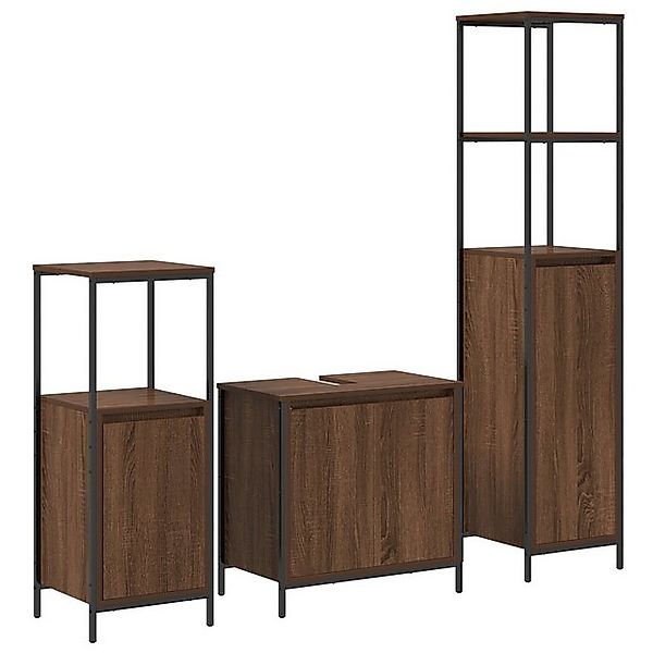vidaXL Badezimmerspiegelschrank 3-teiliges Badezimmermöbel-Set aus braunem günstig online kaufen