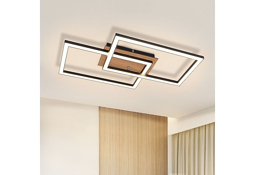 ZMH LED Deckenleuchte Wohnzimmer 3000K Schwarz Rechteckig Retro Deckenlampe günstig online kaufen