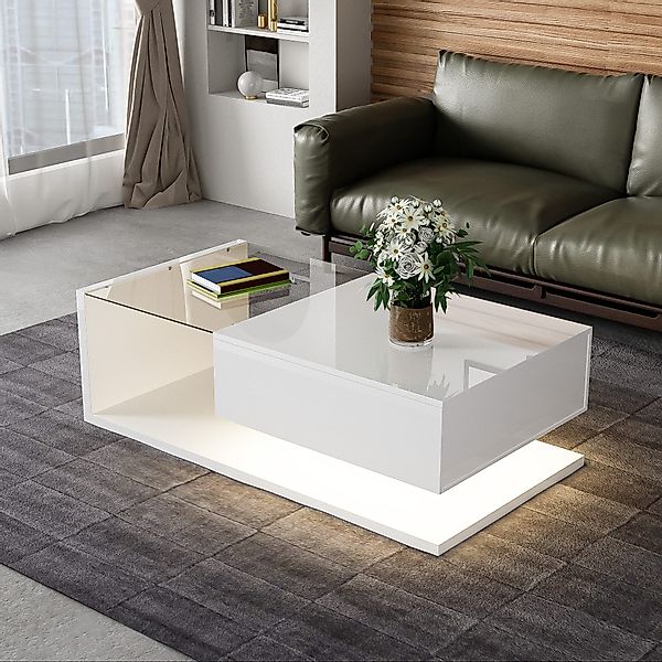 NMCXXO Couchtisch Moderner Couchtisch mit LED-Beleuchtung günstig online kaufen