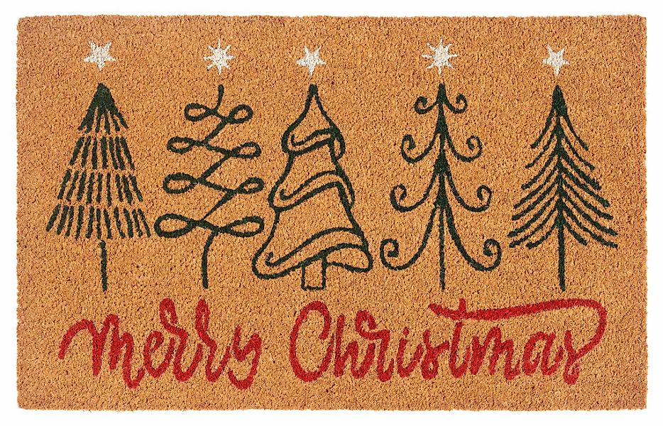 HANSE Home Fußmatte "Kokos Five Christmas Trees, Türmatte" rechteckig 15 mm günstig online kaufen