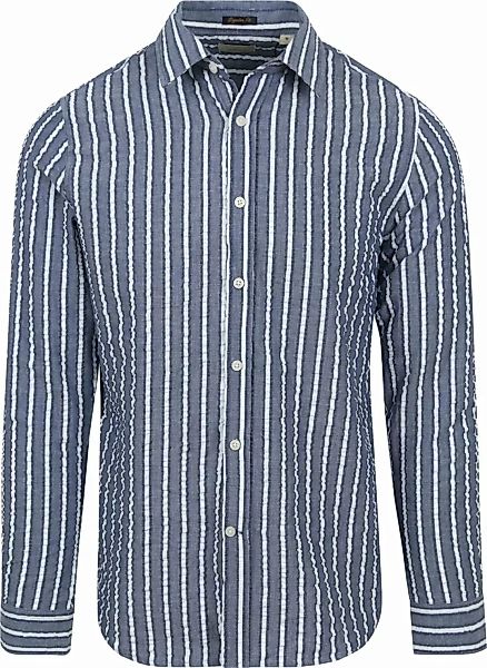 Dstrezzed Hemd Leonard Seersucker Blau gestreift - Größe S günstig online kaufen