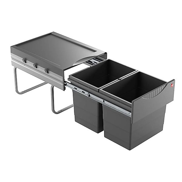 HAILO Abfallsammler Mülleimer Raumspar Tandem Dunkelgrau 2x 18L Hailo 36415 günstig online kaufen