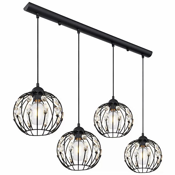 GLOBO Pendelleuchte HANAKO 16029-4H mattschwarz Metall B/H/L: ca. 20x120x80 günstig online kaufen