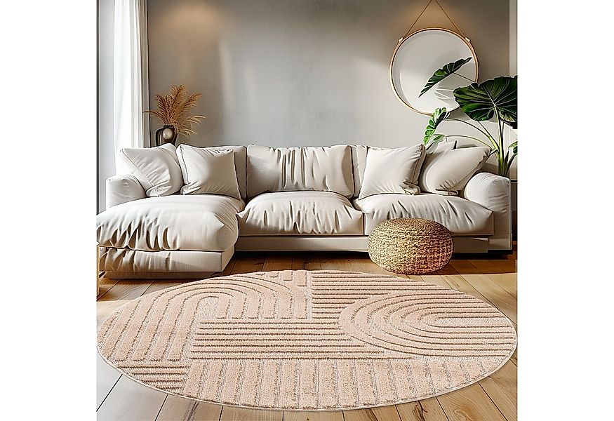 Teppium Hochflor-Teppich Boho-Design, Rund, Höhe: 20 mm, Teppich Wohnzimmer günstig online kaufen