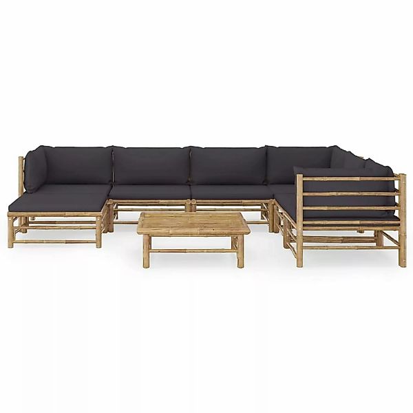 vidaXL 8-tlg Garten-Lounge-Set mit Dunkelgrauen Kissen Bambus Modell 2 günstig online kaufen