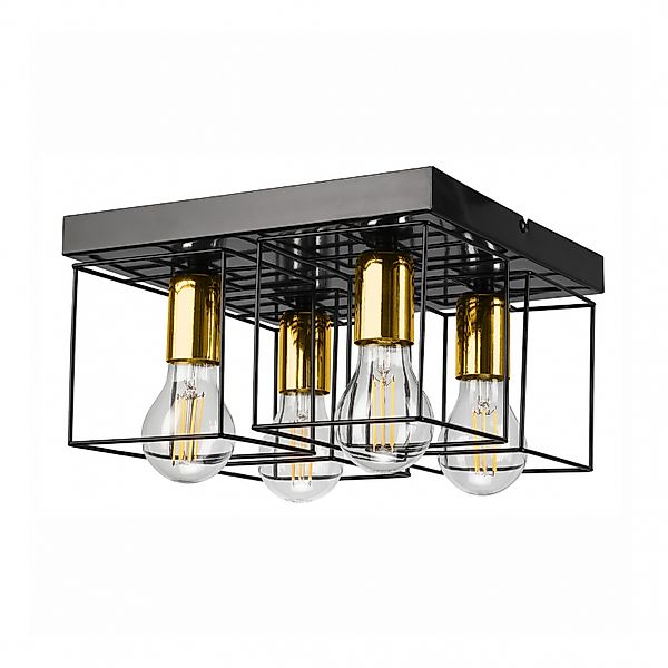 Deckenlampe MIKA LM - 4.181/A 4-punkt schwarz/gold 46358 günstig online kaufen