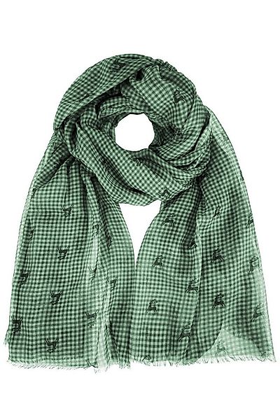 Trachtenland Schal Trachtenland Halstuch - Kariert Hirschmotiv 185x70 cm günstig online kaufen