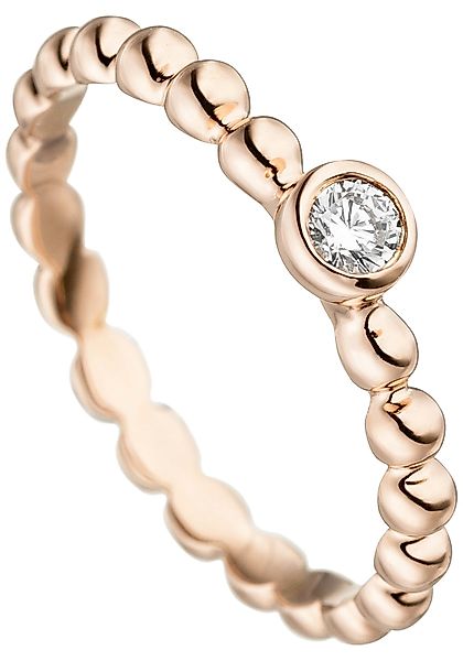 JOBO Fingerring "Kugel-Ring mit Zirkonia", 925 Silber roségold vergoldet günstig online kaufen