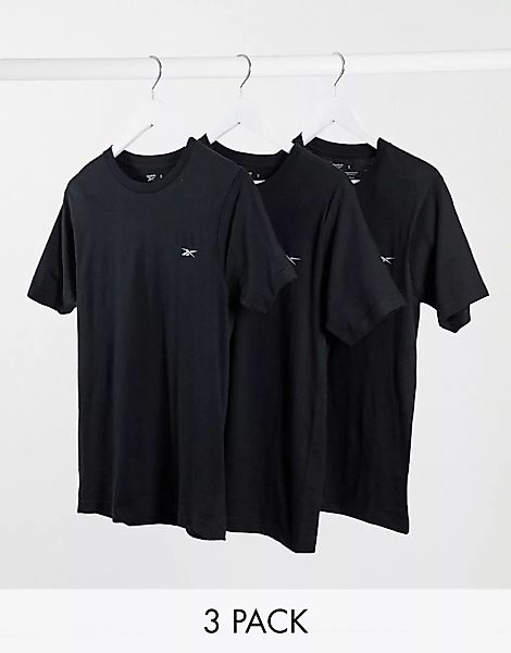Reebok – Schwarze T-Shirts im 3er-Pack günstig online kaufen