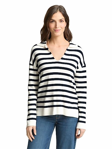 TOM TAILOR V-Ausschnitt-Pullover mit Streifen Muster günstig online kaufen