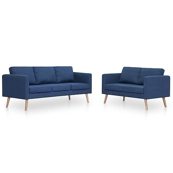 vidaXL 2-Tlg Sofagarnitur Stoff Blau Modell 1 günstig online kaufen
