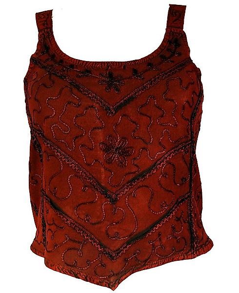 Guru-Shop T-Shirt Besticktes Top Boho chic, Hippie Top - weinrot Ethno Styl günstig online kaufen
