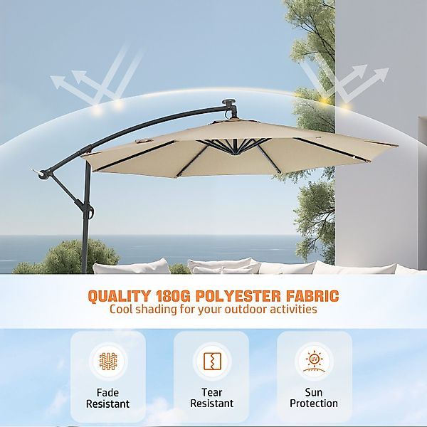 LETGOSPT Sonnenschirm Gartenschirm Ø300cm mit LED-Beleuchtung,Schutzhülle,U günstig online kaufen