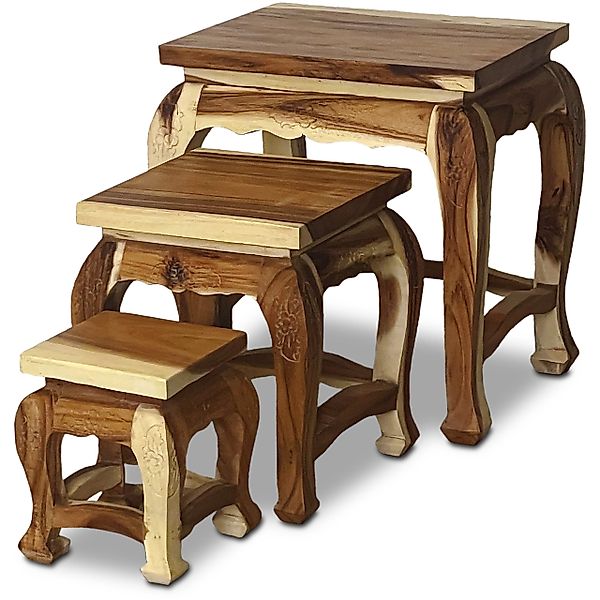 livasia Beistelltisch Couchtisch 3er Set Akazienholz, günstig online kaufen